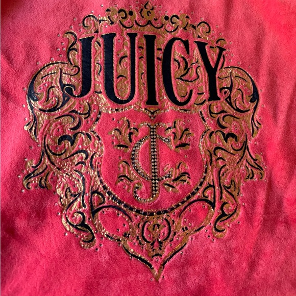 Vintage Juicy Couture velour hoodie in coral pink colour - Picture 2 of 5